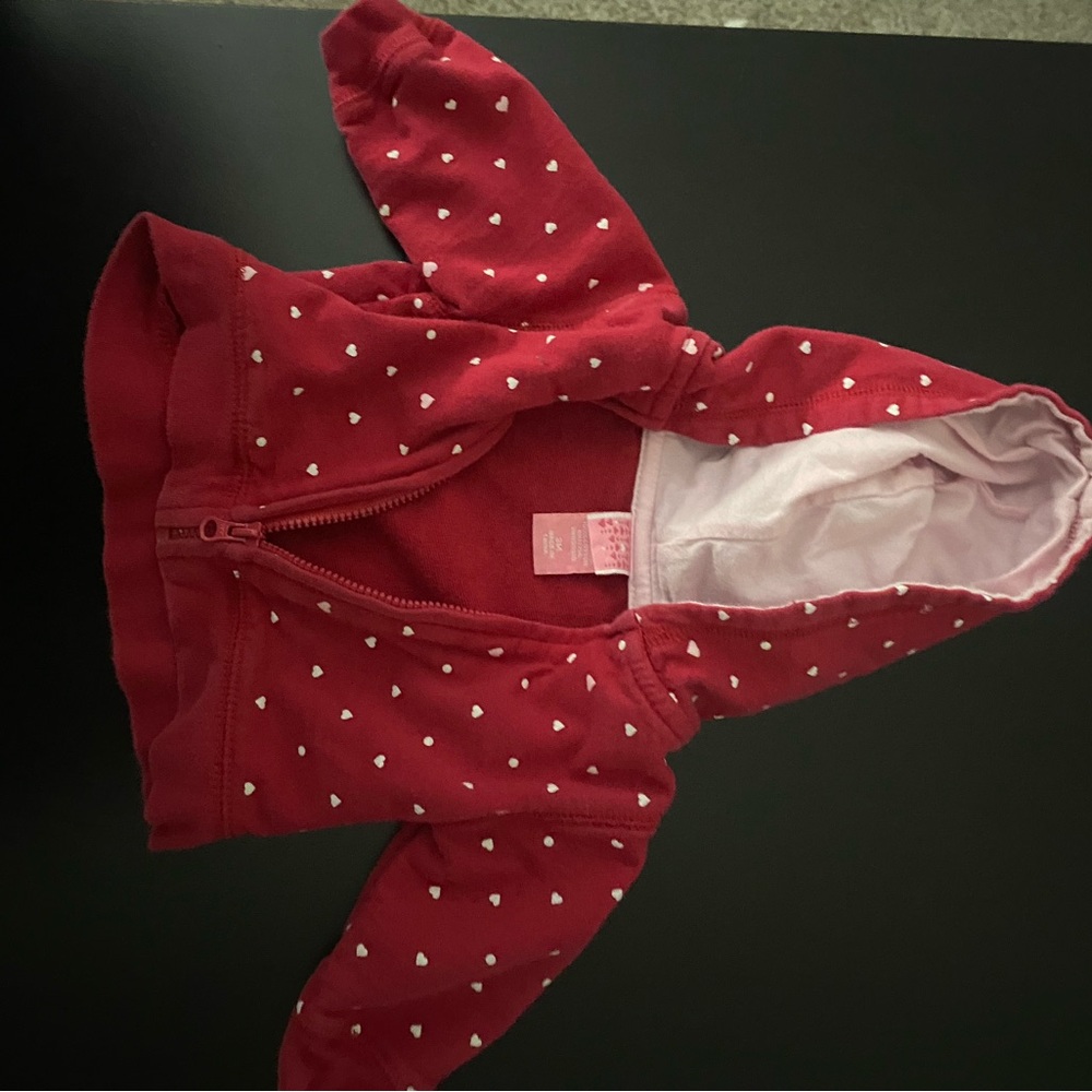 Red Heart Patterned Baby Hoodie